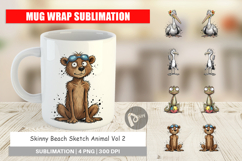 Skinny Beach Sketch Animal Mug Wrap Product Image 1
