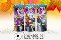 skinny tumbler design with funny halloween cats on a fall background