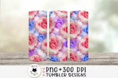 skinny tumbler design with watercolor roses shown on a mockup