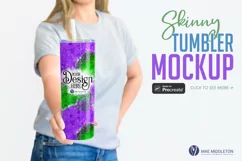 Skinny Tumbler mockup with model for procreate, photoshop, png, transparent background, waterslide, sublimation 
