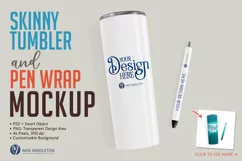 Skinny Tumbler and Pen Wrap Mockup | psd, png Product Image 1