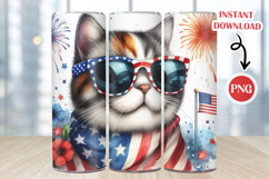Patriotic Dog Tumbler Sublimation, Skinny Tumbler Warp PNG Product Image 1