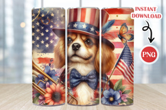 4th Of July Dog Tumbler Warp, Skinny Tumbler Sublimation Product Image 1