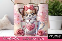 Skinny Tumbler Wrap for Valentines Day, Dog Sublimation PNG