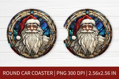 Round Car Coaster Sublimation Design | Santa Klaus PNG Product Image 1
