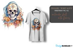 Fragile mortality, watercolor skull design with flowers Product Image 1