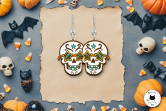 Trendy Skull Halloween Earrings Laser Cut SVG Product Image 2