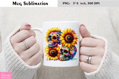 Watercolor Floral Skull Mug Sublimation Product Image 1