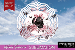 Skull Cute Wind Spinner Sublimation PNG Pink Halloween Round Product Image 1