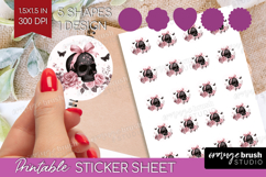 Skull Cute Round Sticker Pink Halloween Printable Sticker Product Image 1