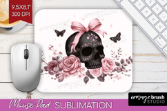 Skull Cute Mouse Pad Sublimation Pink Halloween Mousepad PNG Product Image 1