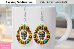 Vintage Floral Skull| Flower Earrings Sublimation Product Image 1