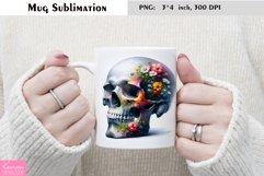 Watercolor Floral Skull Mug Sublimation Product Image 1