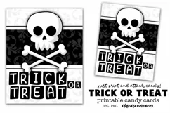 Printable Trick or Treat Candy Cards Skull JPG | PNG Product Image 1