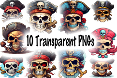 Skull &amp; Crossbones Clipart Bundle| Pirate Transparent PNG Product Image 1