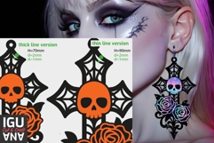 Gothic Cross Roses Earring Laser Cut | Halloween Skull SVG Product Image 3