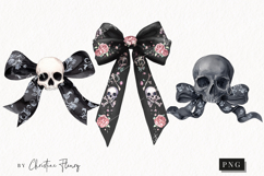 Coquette Skull Bows Clipart | Halloween PNG Product Image 1