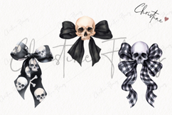 Coquette Skull Bows Clipart | Halloween PNG Product Image 3
