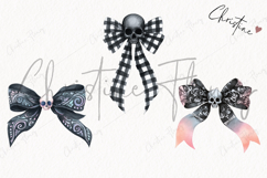 Coquette Skull Bows Clipart | Halloween PNG Product Image 3
