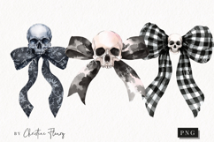 Coquette Skull Bows Clipart | Halloween PNG Product Image 1