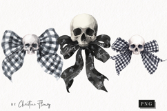 Coquette Skull Bows Clipart | Halloween PNG Product Image 1