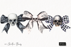 Coquette Skull Bows Clipart | Halloween PNG Product Image 1
