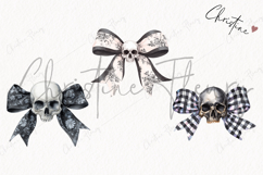 Coquette Skull Bows Clipart | Halloween PNG Product Image 3