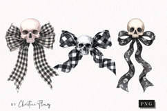 Coquette Skull Bows Clipart | Halloween PNG Product Image 1