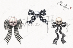 Coquette Skull Bows Clipart | Halloween PNG Product Image 3