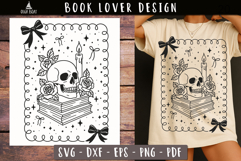 Skull Candle Book Stack SVG Floral Book Lover design