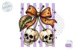 Skull Cherry Gothic Halloween Bow PNG Clipart Design Product Image 1