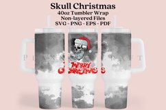 skull christmas 40oz quencher tumbler sublimation full wrap high resolution transparant background