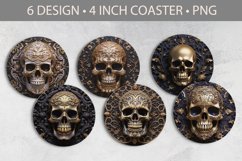 Scull coaster sublimation, halloween round coaster Product Image 1