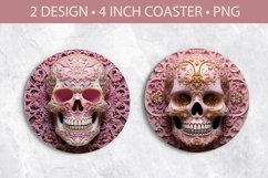 Pink skull coaster sublimation png Product Image 1