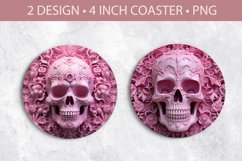 skull coaster sublimation, halloween round coaster Product Image 1