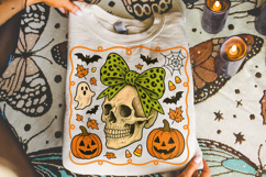 Halloween Skeleton PNG, Halloween Skull PNG, Coquette Bow Product Image 3
