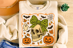 Halloween Skeleton PNG, Halloween Skull PNG, Coquette Bow Product Image 4