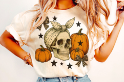 Halloween Skeleton PNG, Halloween Skull PNG, Coquette Bow Product Image 2