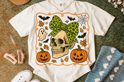 Halloween Skeleton PNG, Halloween Skull PNG, Coquette Bow Product Image 5