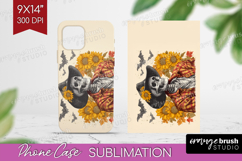 Skull Cowbow Halloween Phone Case PNG Spooky Season Case PNG Product Image 1