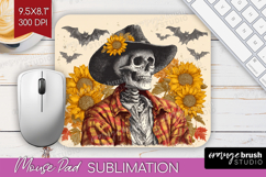 Skull Cowbow Halloween Mouse Pad Sublimation Spooky Season Product Image 1