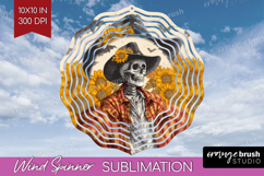 Skull Cowbow Halloween Wind Spinner Sublimation PNG Spooky Product Image 1