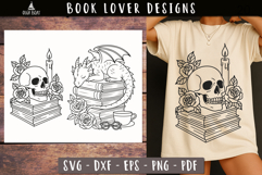 Skull Dragon Book Stack SVG Book Lover designs