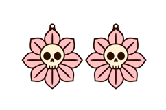 Skull Flower Halloween Earrings Laser Cut SVG Template Product Image 2