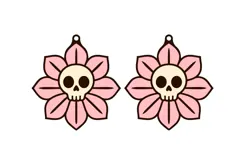 Skull Flower Halloween Earrings Laser Cut SVG Template Product Image 2