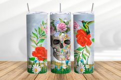 Skulls And Flowers Tumbler Design | 20oz Skinny Tumbler Product Image 5