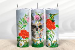 Skulls And Flowers Tumbler Design | 20oz Skinny Tumbler Product Image 4