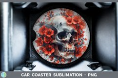 GorgeousSkull Flowers 01 Car Coaster design.