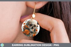 GorgeousSkull Flowers 01 Round Earrings design.