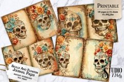 Skull and Flowers Junk Journal Pages Product Image 1